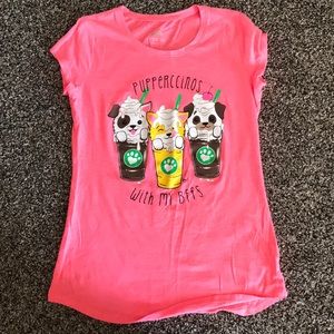 NWOT Justice “PUPPERCCINOS” Tee